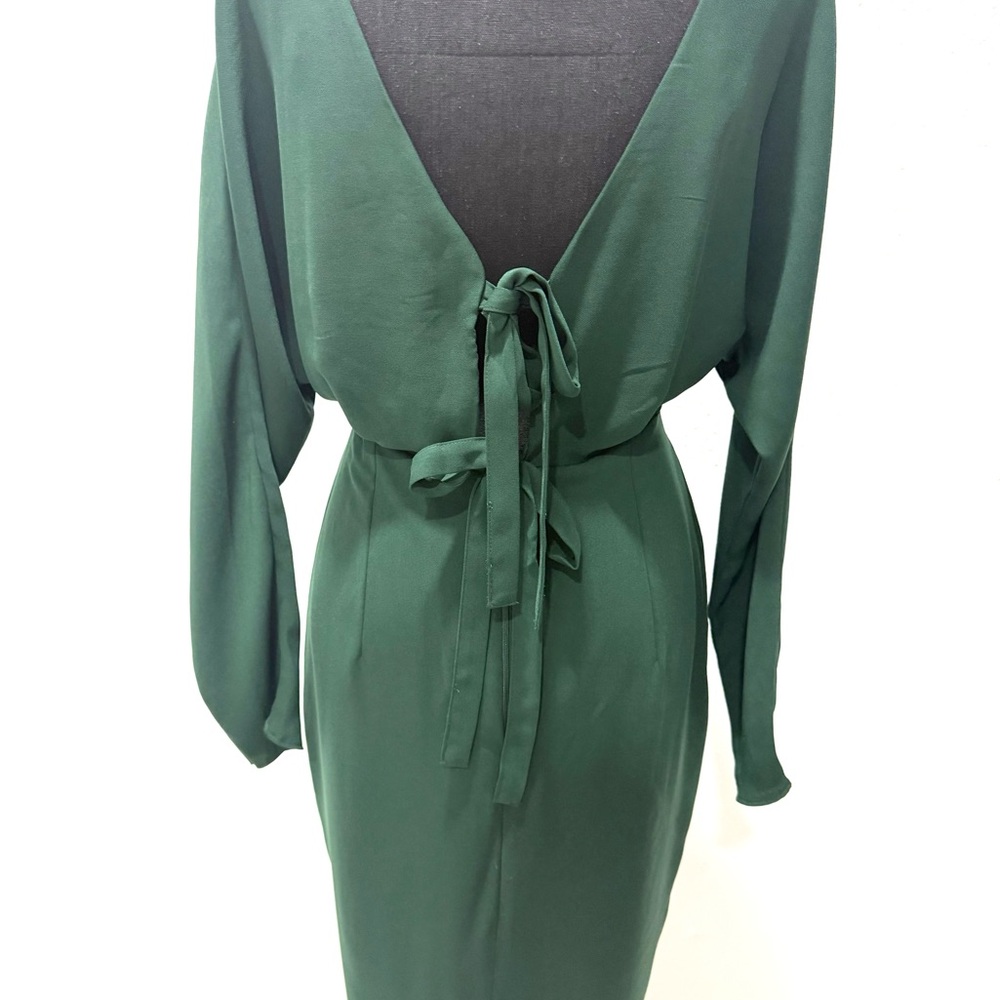 ASOS Dark Green Backless long sleeves Dress 8 - Picture 7 of 9